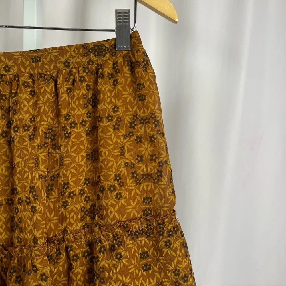 Live To Be Spoiled Large Cottagecore Floral Ruffle Mini Skirt Boho Hippie Flowy